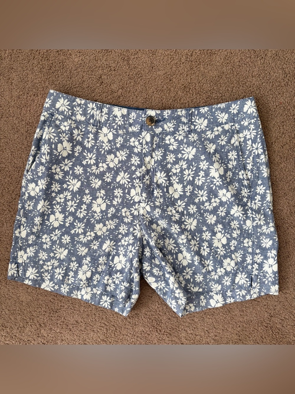 Old Navy High Rise Everyday Blue Floral Linen Blend Shorts Women’s 10